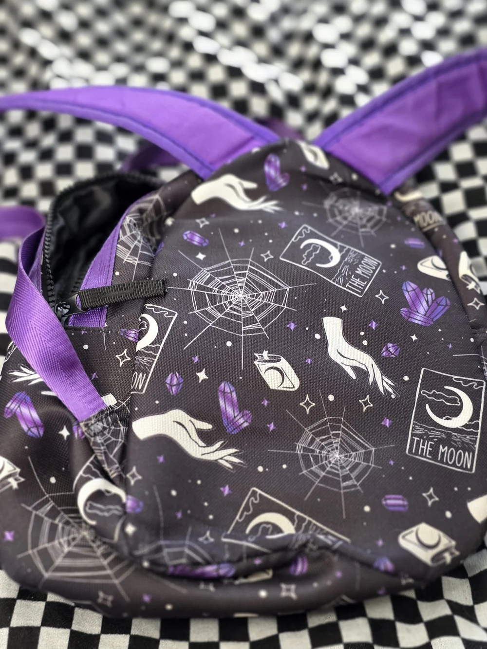 Mini Tarot Print Backpack in Purple and Cream Spirit Halloween